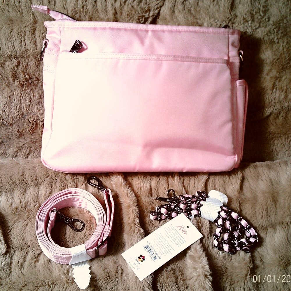 Lug Shimmy LE Ultra X Medium Crossbody in Bubble Pink w/matching ML Chain Strap - Picture 3 of 13